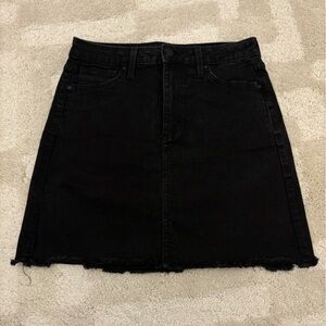 Just Black Denim Skirt with Distressed Hem